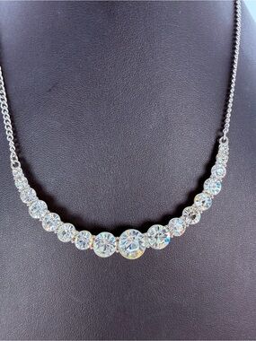 Crystals Gem Graduate Rhinestone Necklace Extra Large Stones Statement 16 -21”